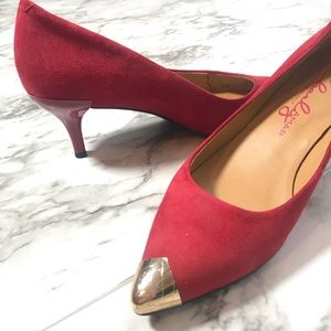 Charly Amar Made in Italy Red Suede Pumps Size 6.5